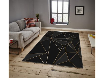 Koberec (180 x 280) ASR CRPT-107  černý geometrický vzor