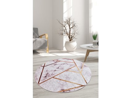 Kulatý koberec (200 cm) BRETT DJT CAP bílý mramor