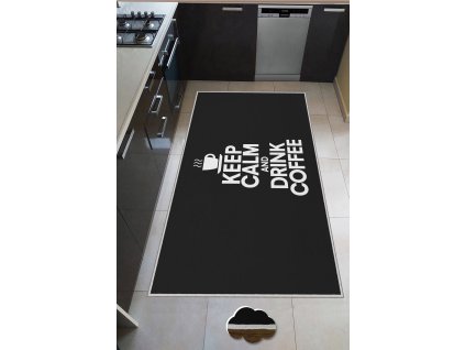 Koberec WOOKECE173 černý s nápisem – Keep Calm and Drink Coffee