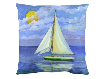 Polštář A12593 modrý – loďička na moři