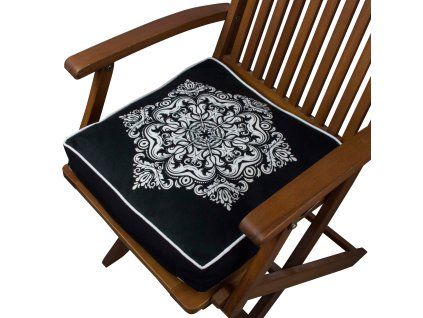 Polštář YM1189 černý s bílým ornamentem