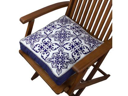 Polštář YM1296 bílý s modrými ornamenty