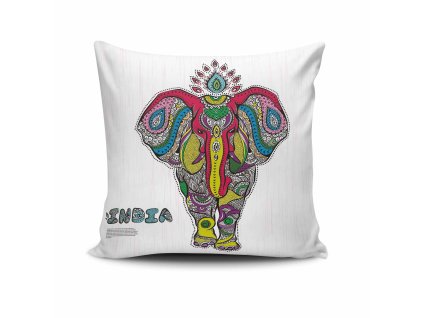 Povlak na polštář NKLF-226 bílý s barevným slonem