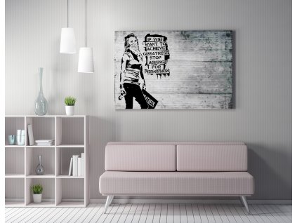 Obraz na plátně (70 x 100) Banksy Street Art – If you want to achieve Greatness, stop asking for Permission