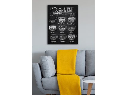 Obraz na plátně Černý – Menu Kávy