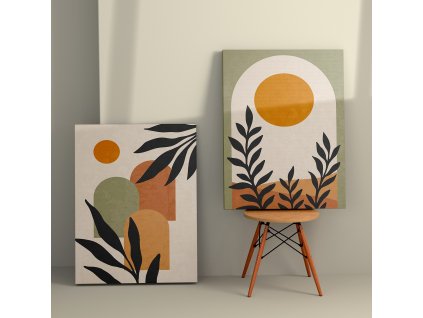 Set obrazů na plátně 2 ks ( 50 x 70 cm) Slunce a listy