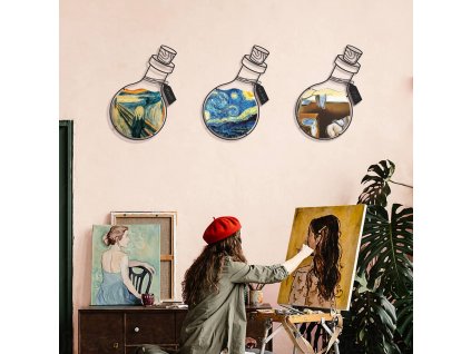 Nástěnná dekorace kovová APT710 Obrazy v láhvi