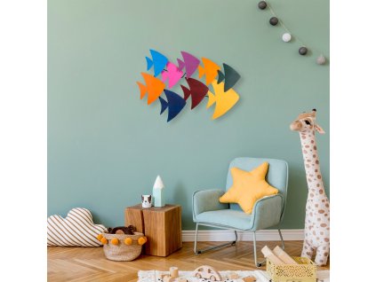 Nástěnná dekorace kovová CIRGISIN barevné rybky