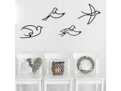 Nástěnná dekorace kovová HOPE vlaštovky