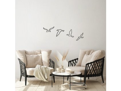 Nástěnná dekorace kovová BIRDS let hejna