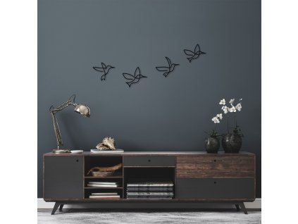 Nástěnná dekorace kovová BIRDS let hejna