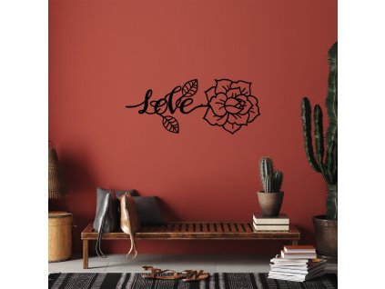 Nástěnná dekorace kovová LOVE AND FLOWER 