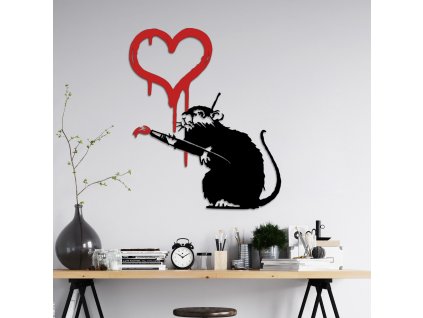 Nástěnná dekorace kovová BANKSY METAL 08 krysa