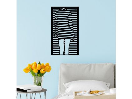 Nástěnná dekorace kovová WOMAN DRESS pruhované šaty