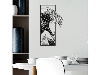Nástěnná dekorace kovová WAVES 3 Hokusai Velká vlna