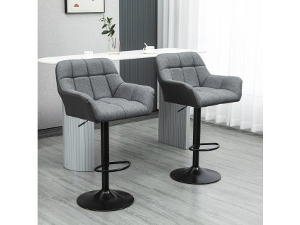 Barová židle s opěradlem a podnožkou 57,5 x 52,5 x 93-114 cm šedá 2 ks
