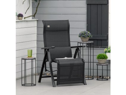 Zahradní polohovací křeslo 9 poloh 70 x 65 x 111 cm černá