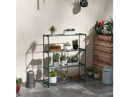 Policový stojan na květiny 4 úrovně 89 x 107 x 28 cm zelená