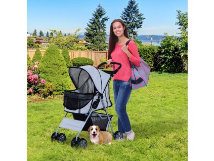 Kočárek pro psy do 10 Kg JOGGER skládací světle šedá
