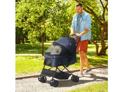 Kočárek pro psy do 10 Kg JOGGER skládací tmavě modrá