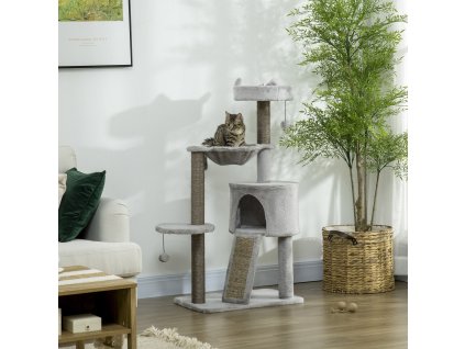 Kočičí strom škrabadlo dva sloupky 113 cm šedá barva