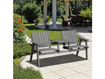 Sada zahradního nábytku s otvorem na slunečník 2 židle z masivního dřeva šedá