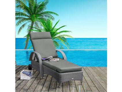 Polstr na zahradní lehátko polyester 196 x 55 x 8 cm tmavě šedá