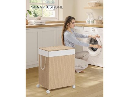 Pojízdný koš na prádlo 2D 100 l béžová