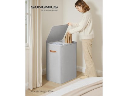 Látkový koš na prádlo 2D 170 l světle šedá