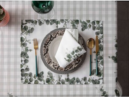 Sada podložek pod stůl 4 kusy EUCALYPT zelená bílá