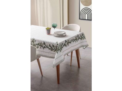 Ubrus EUCALYPT zelená bílá