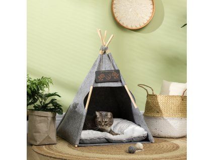 Pelíšek pro kočky TEEPEE 58 x 58 x 80 cm šedá