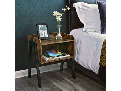 Kovový noční stolek hnědý 42x52 cm