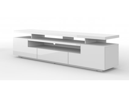 Televizní stolek EVA 195 cm bílý mat, bílý lesk