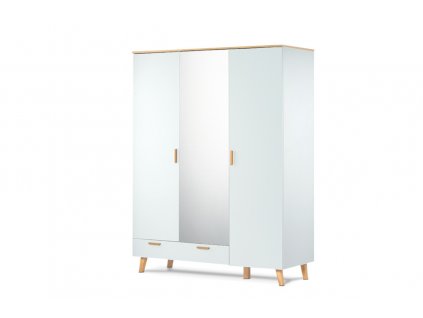Šatní skříň se zrcadlem FRISK bílá 150 x 195 x 58