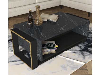 Konferenční stolek BIANCO černý, zlatý