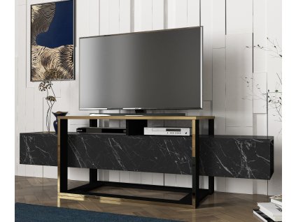 Televizní stolek BIANCO černý, zlatý
