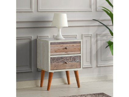Noční stolek MALMO bílý, ořech