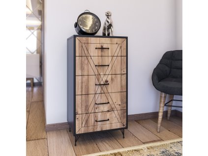 Komoda PLANET antracit, borovice