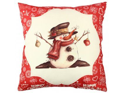 Dekorační polštářek SNĚHULÁK 43 cm polyester-bavlna