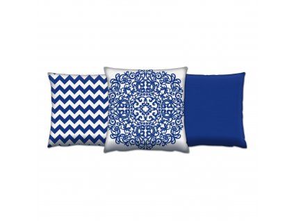 Sada dekoračních polštářků MOTIVY MODRÁ 43 cm bavlna/polyester