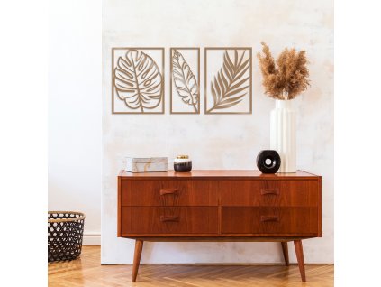 Kovová nástěnná dekorace MĚDĚNÉ LISTY 80 cm