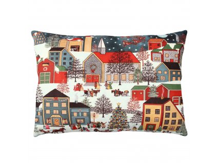 Dekorační polštář VÁNOČNÍ VESNICE 33 cm polyester-bavlna