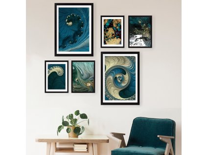 Sada nástěnných obrazů TYRKYS 24 cm dřevo