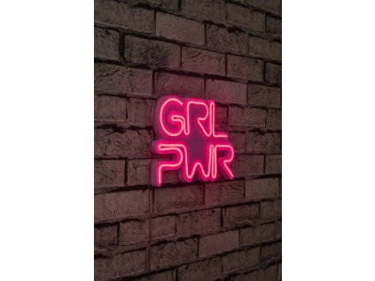 Nástěnná dekorace s led osvětlením GRL PWR růžová 36 cm