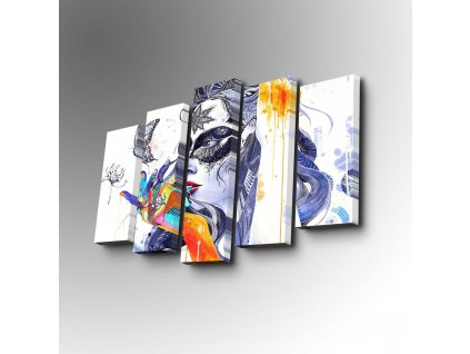 Sada obrazů na plátně ŽENA S MASKOU 82 cm