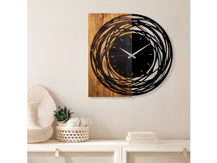 Nástěnné kovové hodiny KRUH 58 cm dřevo
