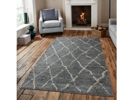 Koberec 200 x 290 FENCE šedá, krémová