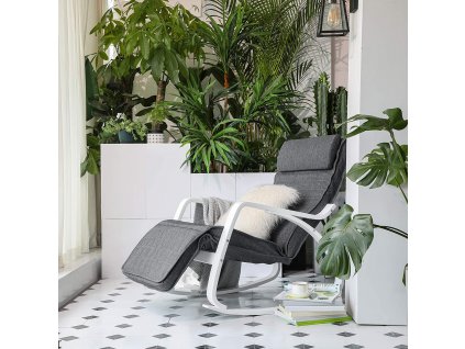 houpací křeslo spodnožkou šedá bílá 2