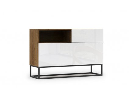 Komoda AVORIO 120 dub artisan bílá lesk